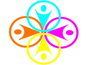 Caring Center Logo of people and circles entwined