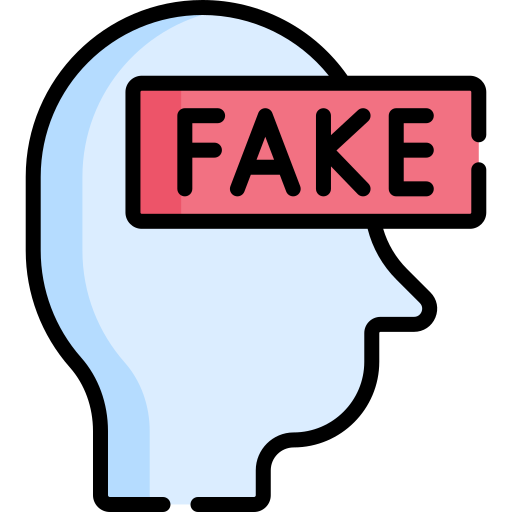 Graphic: Head with FAKE sign